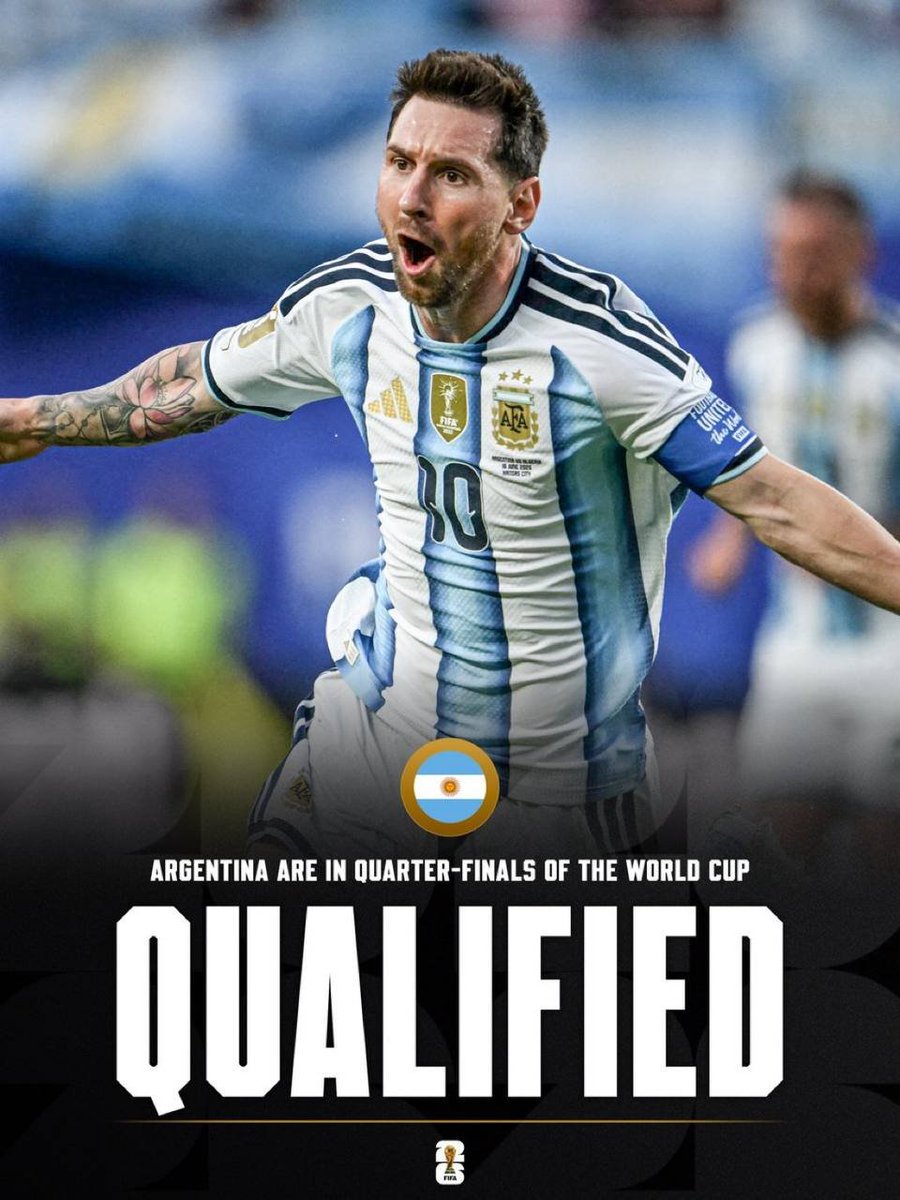 PrezzyPlay's tweet photo. 🚨🚨 OFFICIAL: ARGENTINA ELIMINATE EGYPT AND FLY TO WORLD CUP QUARTER FINALS! 💥🇦🇷

Epic comeback from 0-2 and pass for the quarter finals under Leo Messi’s lead. 🌎 https://t.co/xdhZ7Fjxbp