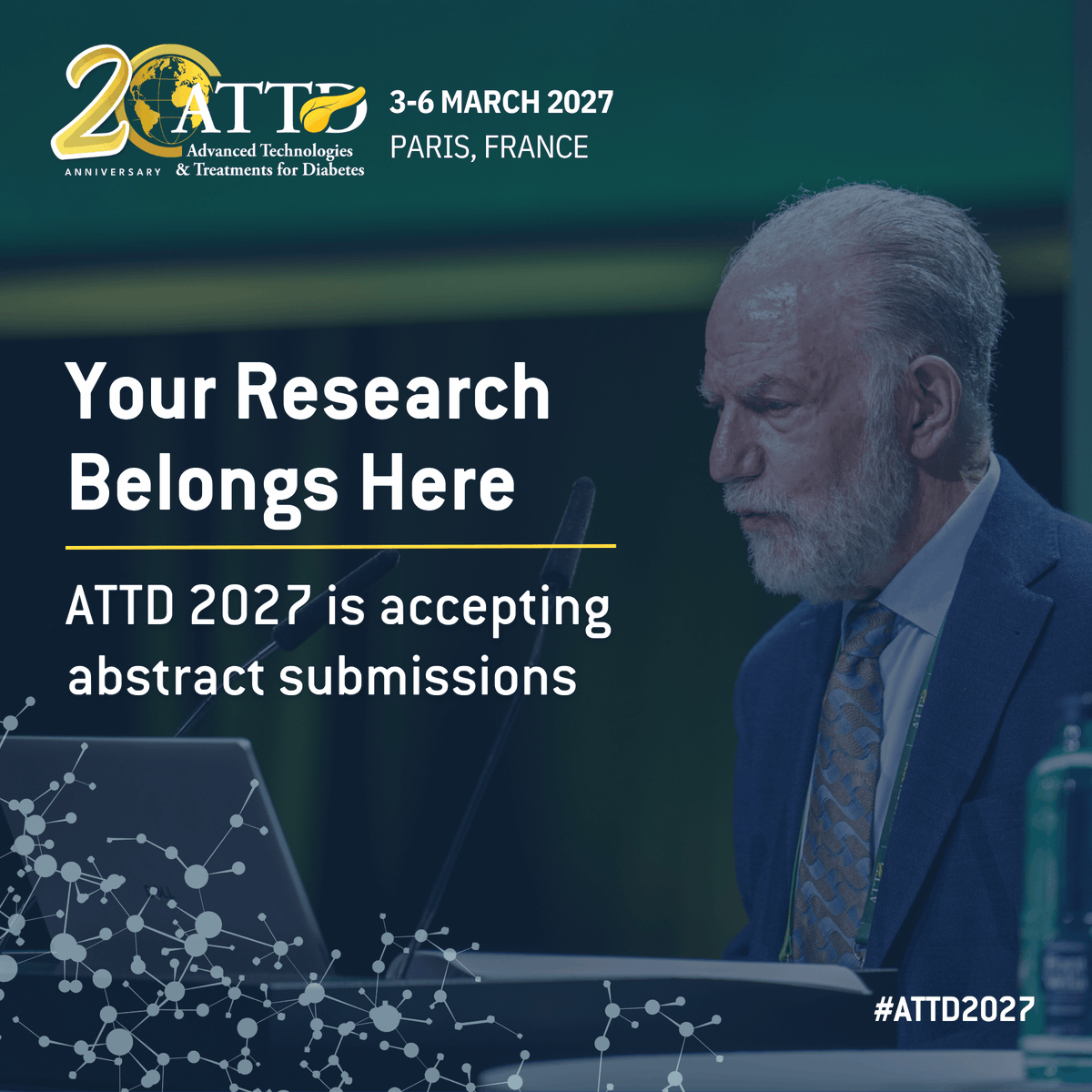 ATTDconf's tweet photo. 📝Your research could open new conversations, connect you with experts in the field &amp; help advance diabetes care.

Submit your abstract for #ATTD2027 and present your work.

📅Deadline: 9 September
🔗https://t.co/XUhaCmR6ny

#DiabetesResearch #DiabetesTechnology https://t.co/DlFznzzAFr