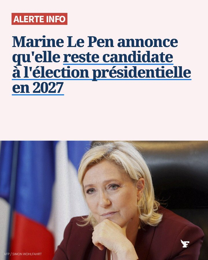 lafotaki's tweet photo. 🚨🇫🇷 | Marine Le Pen annonce qu'elle se présentera à l'élection présidentielle et qu'elle ira choisir son bracelet chez Le Manège à Bijoux. https://t.co/h9ww6P9rWl