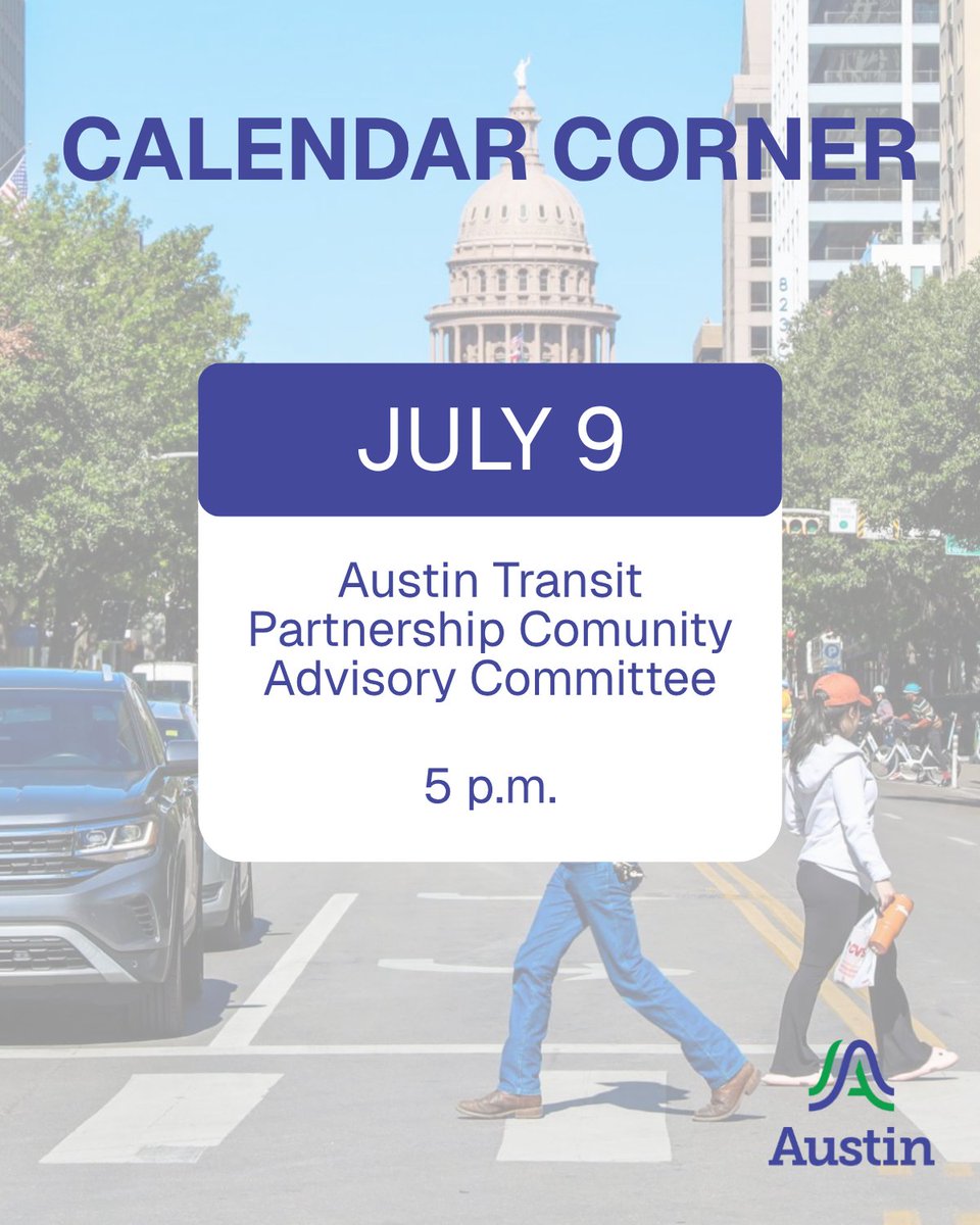 austinmobility's tweet photo. 🗓️ Calendar Corner: Mobility meetings and events ahead

📌 @‌ATP_org Community Advisory Committee, Thursday 5 p.m.

More in the latest Austin Mobility News 👉 https://t.co/qZIK18KcmW https://t.co/GcKJb4y1OA