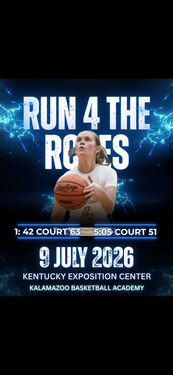 LexBlodgett2028's tweet photo. Here is my schedule for July 9 at @TFNsRun4Roses. I’m excited to get back on the court and complete with my team! @KBABB23 https://t.co/bKnTPe3DJ1