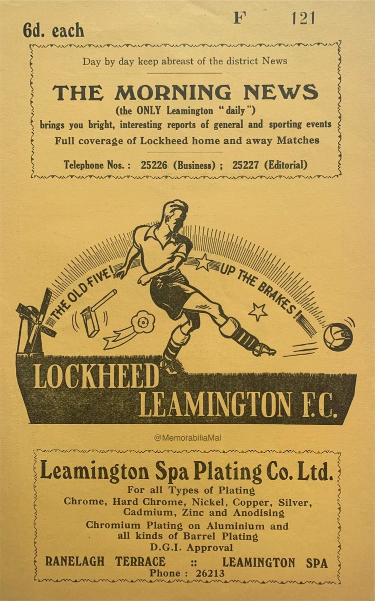MemorabiliaMal's tweet photo. Lockheed Leamington vs Heanor Town
Midlands Counties League 2/11/63
#Leamington #BackingTheBrakes #Heanor #LeamingtonSpa #NonLeague https://t.co/nuRlcjUFg3
