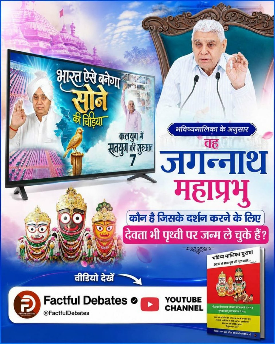 KumarPawan4550's tweet photo. #भारत_ऐसेबनेगा_सोने_की_चिड़िया
🍁भविष्यमालिका के अनुसार
वह जगन्नाथ महाप्रभु🙏
कौन है  ?जिसके दर्शन करने के लिए
देवता भी पृथ्वी पर जन्म ले चुके हैं?
भविष्य मालिका पुराण 2032 से सत्य युग की शुरुआत
वीडियो देखें https://t.co/I3uXZ8OLdq