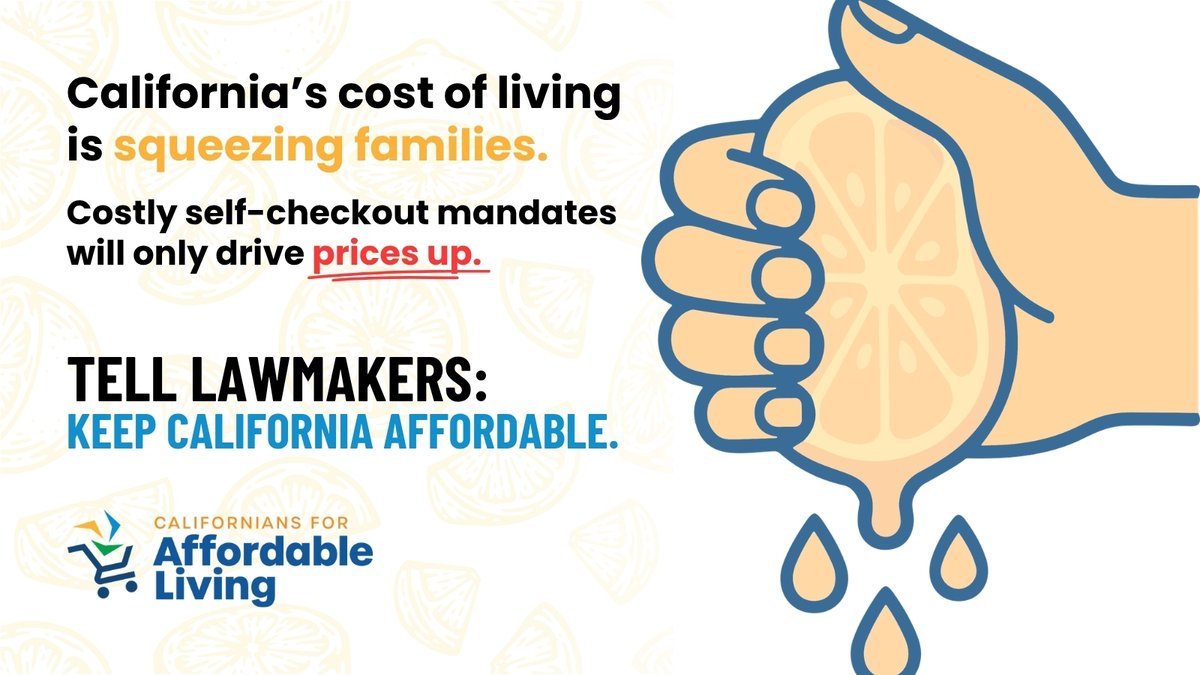 keepcaaffordabl's tweet photo. California’s cost of living is already one of the highest in the nation, second only to Hawaii. Mandates like those on self-checkout will only make it worse.

Don’t let lawmakers drive up prices and squeeze California’s families. Learn more at https://t.co/hjjFyFmdPV. https://t.co/7bVsLGPe8I
