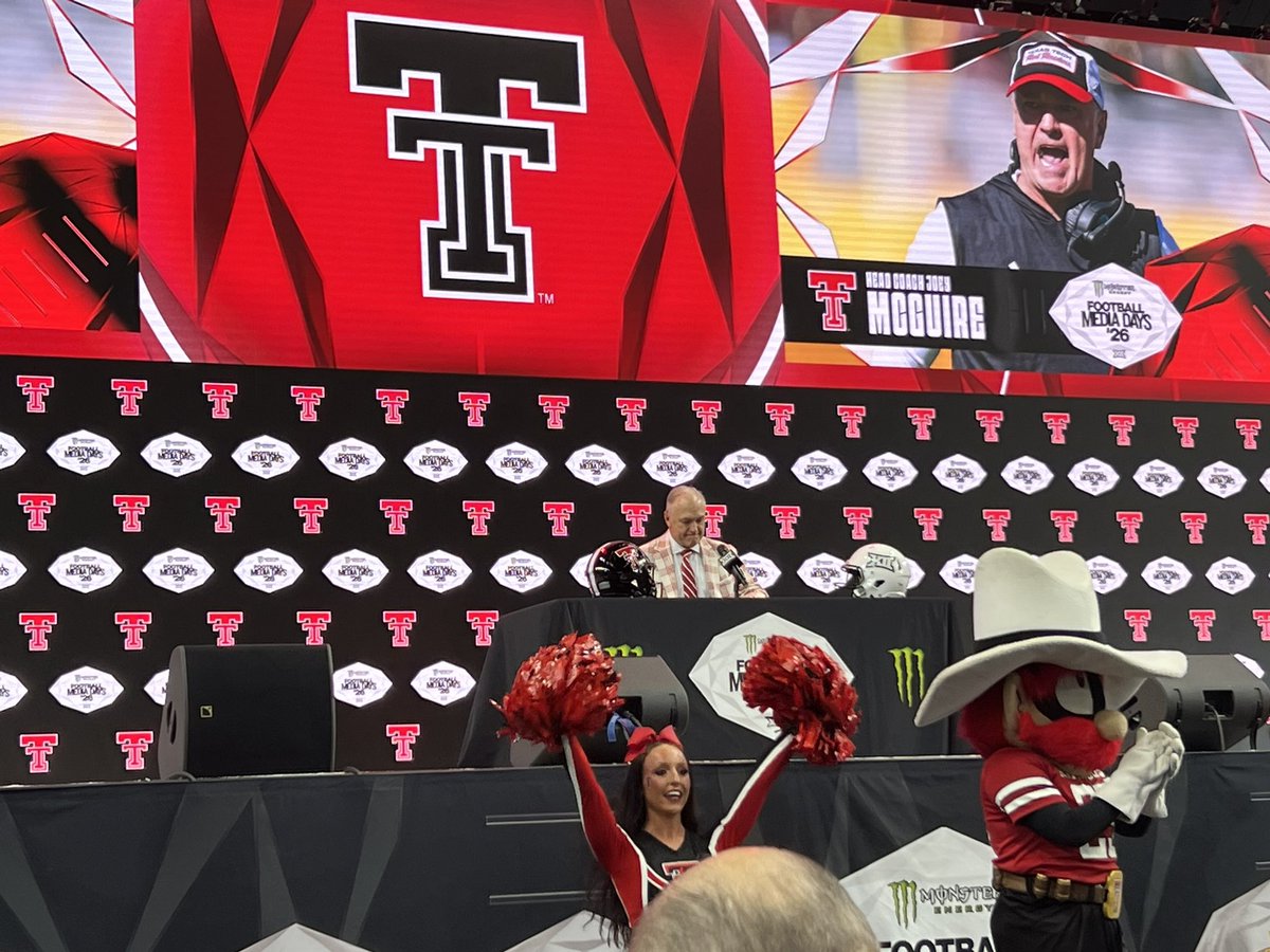 CoryWhitmanDT's tweet photo. #TexasTech head coach Joey McGuire on potential distractions that came during the offseason and how his veteran players were able to redirect that attention:
"I do believe if you walked into our building every single day, and you walked into the weight room and the workouts or football school, you wouldn't know that anything was going on and a big part of that has been Ben Roberts and Sheridan Wilson."