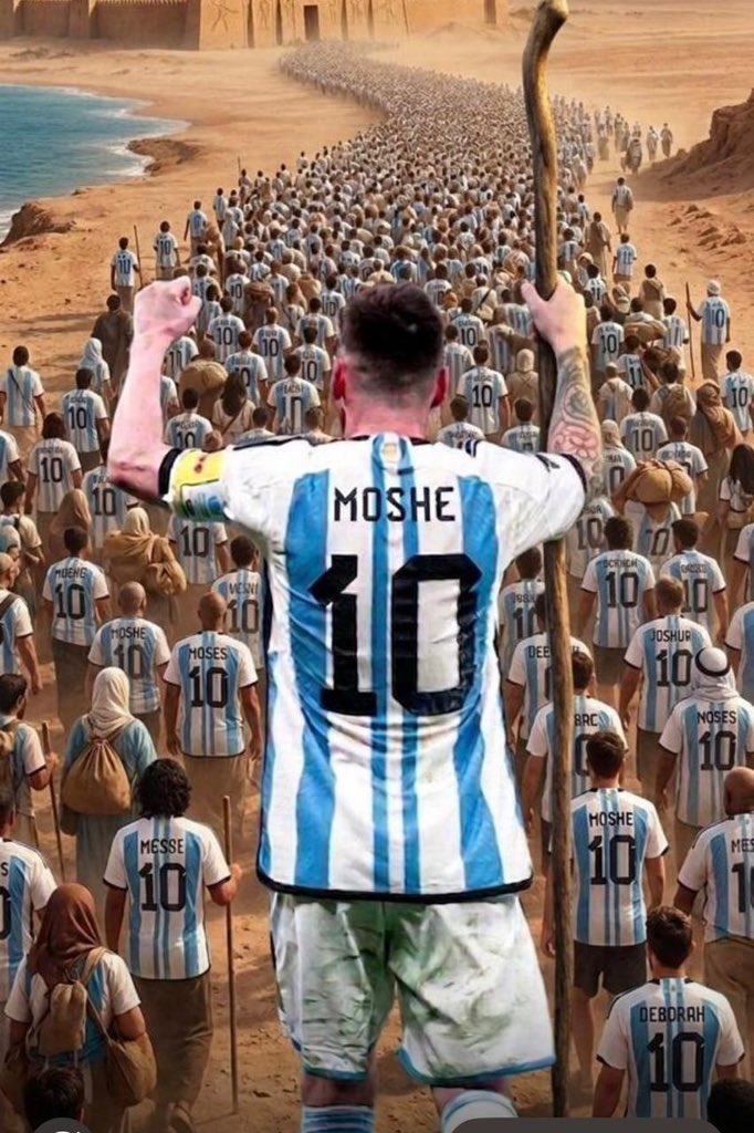 IsraelVive1948's tweet photo. Messi, el nuevo Moshe liberando al pueblo argentino de las manos del Faraón
#Epico https://t.co/qbtZEKJdVd