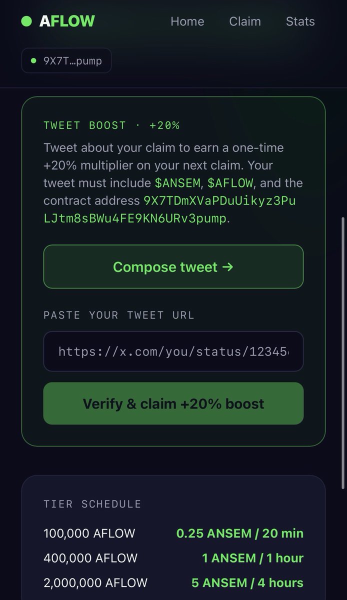 AnsemFlow's tweet photo. New feature coming to Ansem Flow:
When claiming, you can get a 20% $ANSEM claim boost.
1. Click the compose tweet button
2. Post the tweet 
3. Paste your tweet URL for confirmation https://t.co/2fWA7QX12B