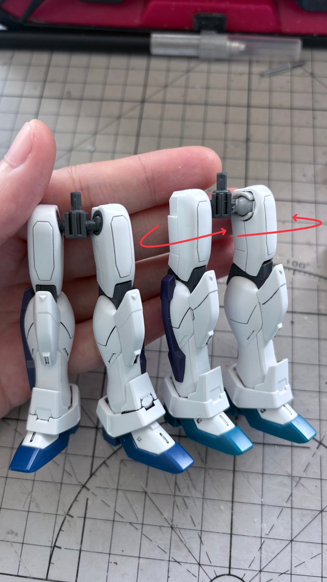 goufydom's tweet photo. Gundam X thigh mod

wider inward and outward thigh swivel range

#gundam #gunpla #ガンダム #プラモデル #ガンプラ https://t.co/vHOG9oJmxX