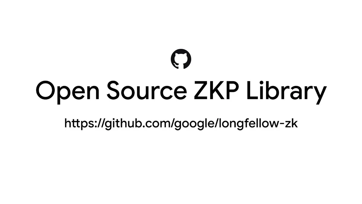 Text reads "Open Source ZKP Library" followed by a link to https://github.com/google/longfellow-zk