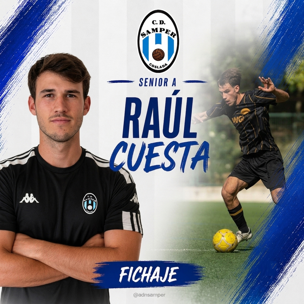 cdsamper's tweet photo. 💙🤍 ¡Bienvenido, Raúl!
⚽ El jugador llega al Senior A procedente del Moratalaz. Velocidad, capacidad ofensiva y compromiso defensivo para seguir reforzando al equipo.
💪 ¡Mucha suerte en esta nueva etapa!
#Fichaje #SeniorA #CDSamper #ADNSamper #Coslada https://t.co/K3WKmprSYM