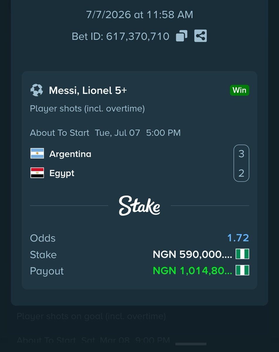 bossolamilekan1's tweet photo. Today Banker  game on stake won✅✅✅✅
Thank you Messi
1million in the bag ✅ ✅ ✅ ✅ 🥂 🥂 🥂 🥂 

Register now and join us now if you don't have an account yet. 

Register now: https://t.co/epxPTKd298
Promo code: BOM https://t.co/oAWe4YgqhW