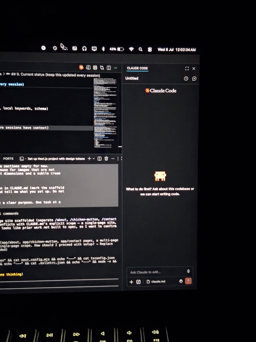 rawattsumit's tweet photo. bought Claude's $20 plan today.

so hooked i'm still coding at midnight.

am i cooked? 💀 https://t.co/ga0fIDgZRd