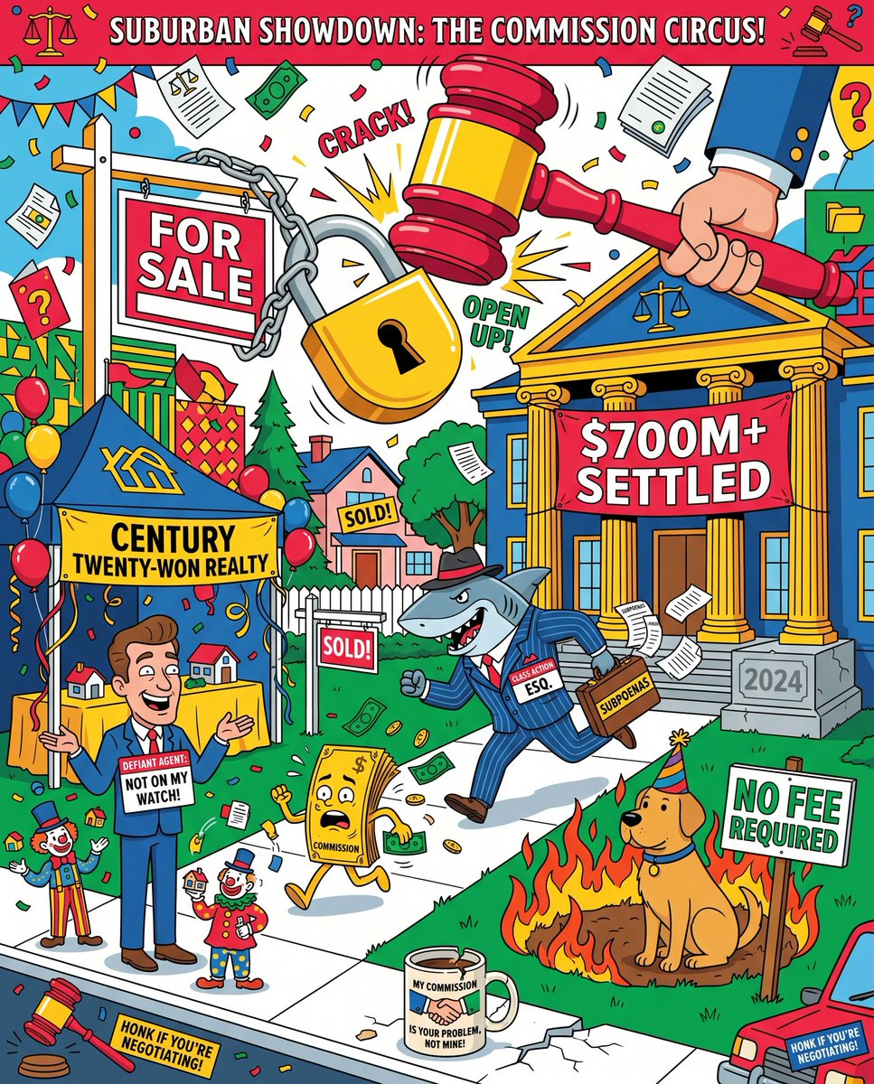 YolkCoach's tweet photo. For 100 years, nobody made a real estate agent justify their commission out loud. Then a jury did. 🏠

NAR settled for $418M. Add RE/MAX, Keller Williams, and Anywhere's settlements and the total tops $700M. Since August 2024, sellers aren't even required to offer buyer-agent commission on the MLS anymore.

Here's the part nobody's posting: buyers didn't stop paying. The commission just moved into the price as a "concession" — and in 2026, new lawsuits are already going after that workaround too.

The fight for the fee isn't over. It just changed venues. The reps still standing aren't the ones with the best script — they already know why they're worth the fee. 💪

#SalesTwitter #B2BSales
