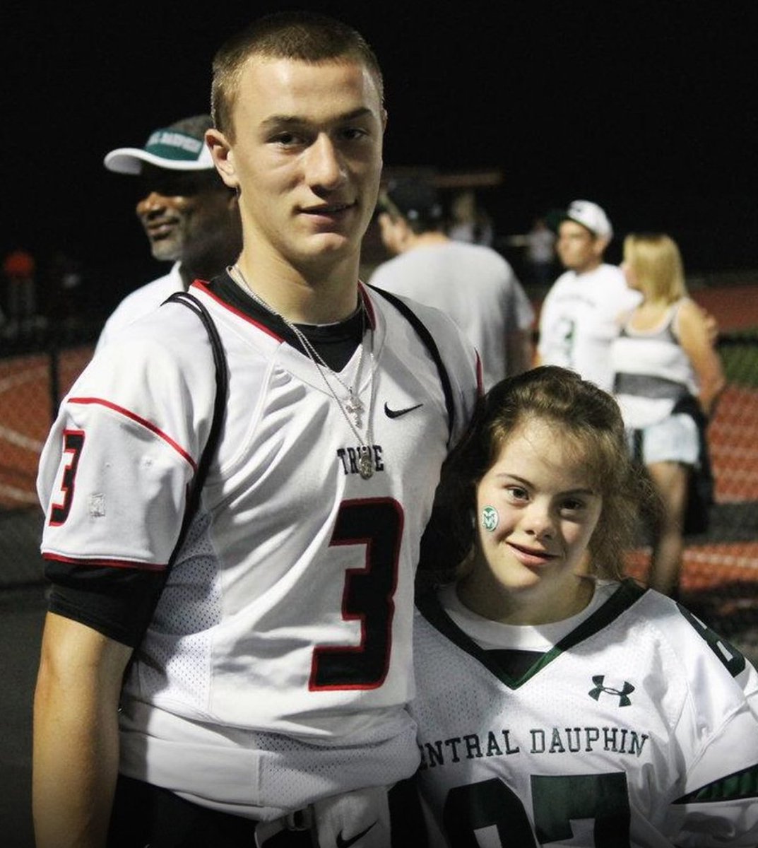 WolfofX's tweet photo. When they were just kids in elementary school, Ben Moser made a promise to his friend Mary Lapkowicz.

Mary had Down syndrome, and while other children didn't always know how to include her, Ben did.

He looked out for her.

He made sure she was picked for games.

And one day, in fourth grade, Ben told Mary something she would remember for years.

He promised to take her to prom.

Then life moved on.

They went to different schools. Years passed. The childhood friends slowly lost touch.

But seven years later, football unexpectedly brought them back into each other's lives.

Ben was now a high school quarterback.

Mary was still the girl he had made a promise to all those years ago.

And Ben hadn't forgotten.

In 2015, he surprised Mary and asked her to prom.

She said yes.

Mary arrived in a beautiful lavender dress, and Ben stood beside her in a matching tie.

They danced.

They smiled.

And a little promise made by a fourth-grade boy became real.

Mary's brother later said Ben's actions had "restored my faith in humanity."

Because keeping a promise is easy when it's convenient.

Keeping one seven years later, when nobody is asking you to...

That's character