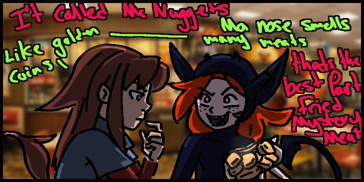 Red1box1's tweet photo. Not sure where i was going with this. just i knew i wanna to draw Sette with Ripley, eatting some mc nuggies~ they 100% bought with someone else money. its alright that 35-year-old didnt need it.
Sette is from unsounded, check it out~ https://t.co/xpANzDnlgd my fav webcomic https://t.co/t6t34Ij5Id