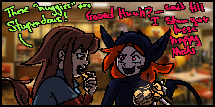 Red1box1's tweet photo. Not sure where i was going with this. just i knew i wanna to draw Sette with Ripley, eatting some mc nuggies~ they 100% bought with someone else money. its alright that 35-year-old didnt need it.
Sette is from unsounded, check it out~ https://t.co/xpANzDnlgd my fav webcomic https://t.co/t6t34Ij5Id