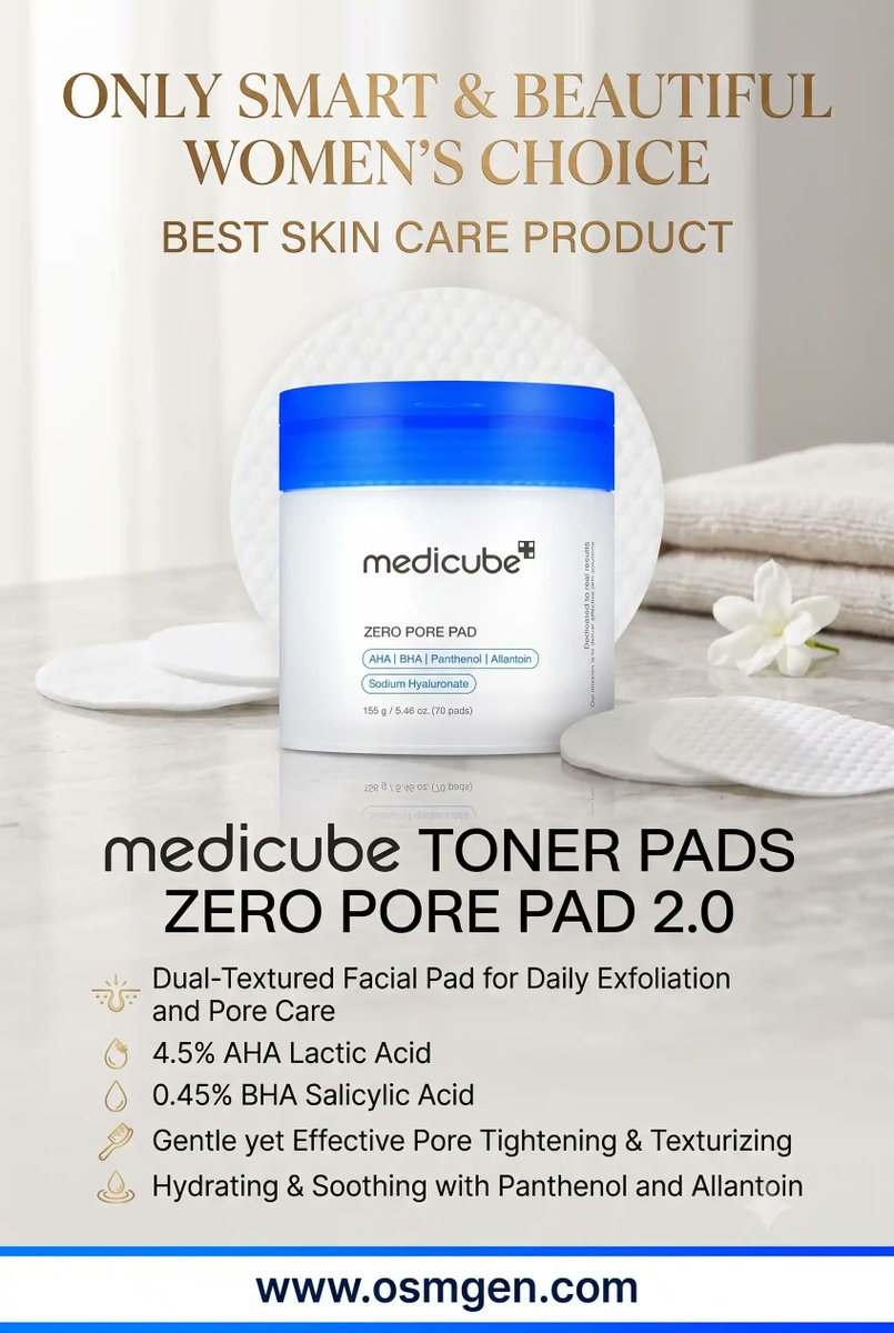 findjobbd's tweet photo. ✨ Smart skincare choice for beautiful skin 💖

Upgrade your routine with Medicube Zero Pore Pad 2.0 — a Korean toner pad with AHA + BHA for gentle exfoliation, pore care, and smoother-looking skin. ✨

🛒 Shop: https://t.co/a4LJZ6Y3CG

#KBeauty #Skincare #BeautyTips #Medicube https://t.co/Rbwkl3wOVo