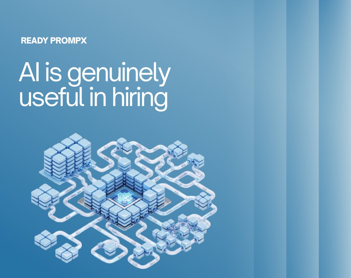 withPrompX's tweet photo. The problem with AI in hiring isn't AI. It's that most of it is aimed at the resume, the one place the answer was never hiding. 

A clear look at what AI actually does well in hiring, and what it can't. 

→ https://t.co/5kdPrz5fGb

#SalesHiring #Hiring #AIHiring https://t.co/7TprlHQADq