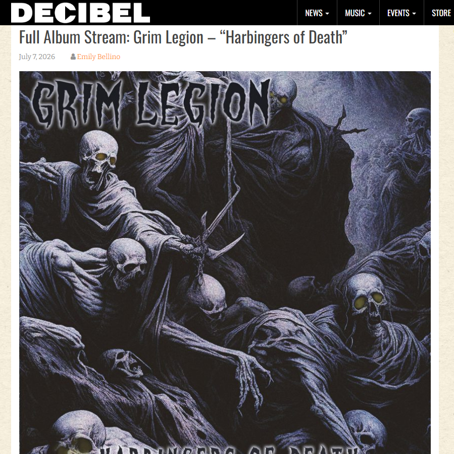hpgd666's tweet photo. Cheers to @dbmagazine who have premiered the full stream of the new #GrimLegion album "Harbingers Of Death", available this @hpgd666 !
Listen now at https://t.co/4v8pNBp81e
#disma #incantation #funebrarum #undergang #evoken #decibelmagazine @revdanwilson @theakiraway https://t.co/oHZuwsNN6J