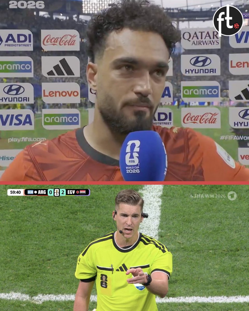 JustFootball_20's tweet photo. 🚨 | Mostafa Ziko: "We were brilliant against the reigning world champions. But the referee, François Letexier, was definitely biased from the very start of the match. 

He constantly tried to stop us and wanted to shut us down on the pitch.

Congratulations to Argentina for the World Cup; the tournament is rigged, they don’t need anything else.

The referee was unfair, unfair, unfair, unfair.” 🤯

#ARGEGY