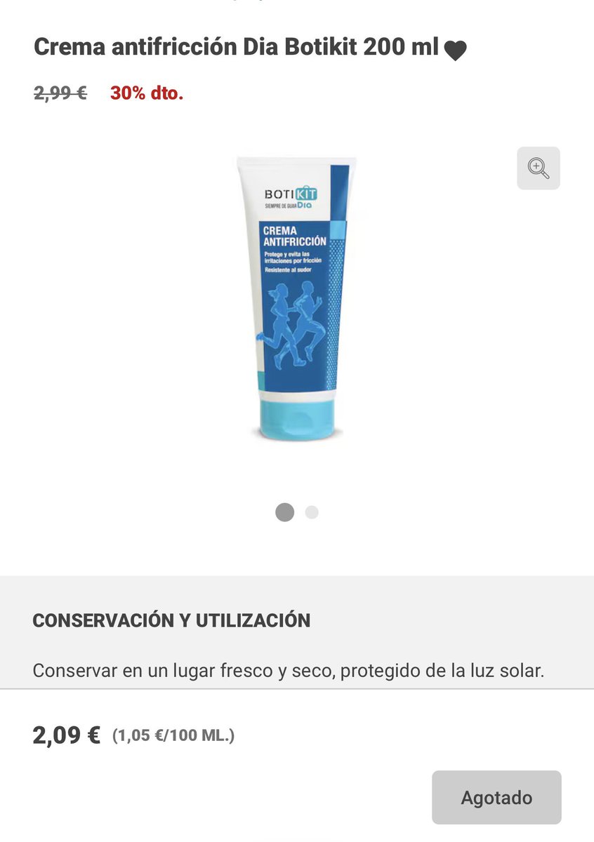 esthervic's tweet photo. Hola @DIA_Esp. ¿Ya no tenéis la crema antifricción? No la encuentro en ningún supermercado y en web me sale agotado 🥲 La necesito, ¡es genial! https://t.co/weoBM9fhgB