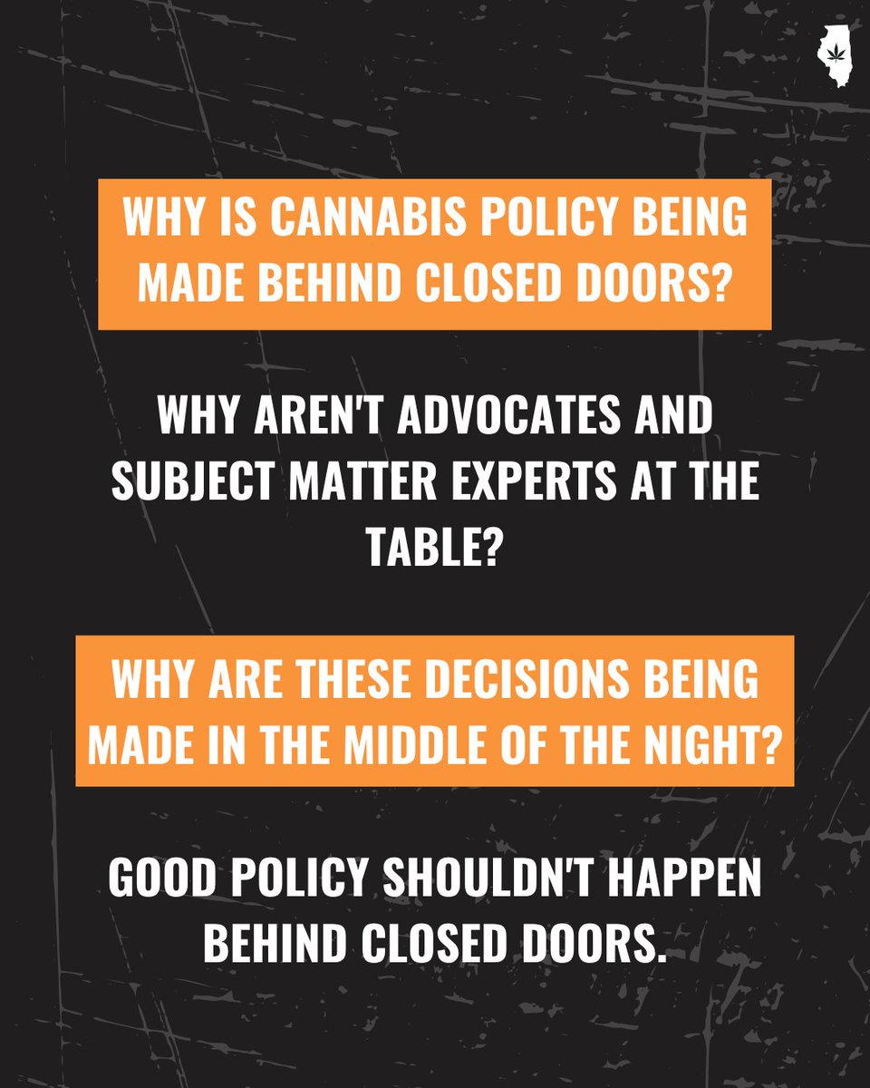 CannaEquityIL's tweet photo. If lawmakers are serious about creating fair, effective cannabis policy, the process should be open and accountable.
Join our policy working group at https://t.co/XAo8imFuYI and help us continue advocating for transparency, accountability, and justice. https://t.co/hCaxLi6syy