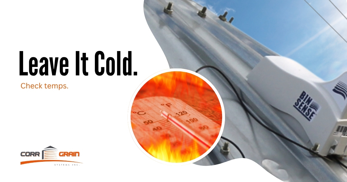 CorrGrain's tweet photo. Your bin is cool. July air is not. Keep the fans off.
Check temps regularly, and if something smells off, deal with it fast. (306) 988-7228 
#GrainStorage https://t.co/9bZb1pPBZu