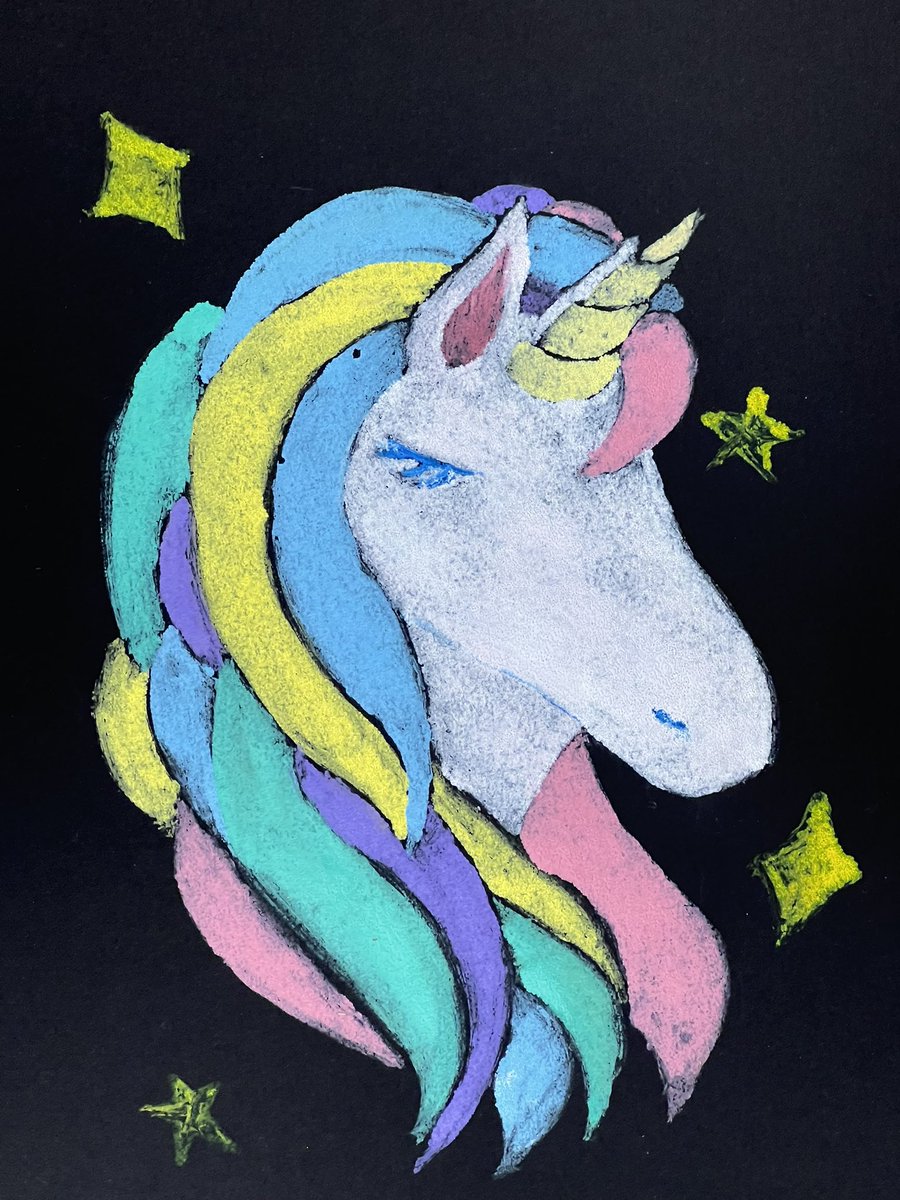 ユニコーンなモノタイプ版画です monoprint art of a unicorn