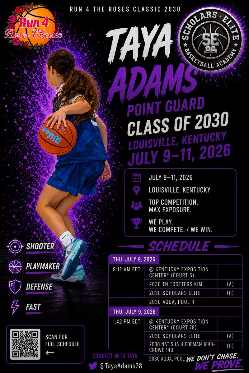 TayaAdams28's tweet photo. New stage. Same mission. Compete. Win. Prove. 💜🏀🌹 #runfortheroses
#hooper https://t.co/TEaRqy3S21