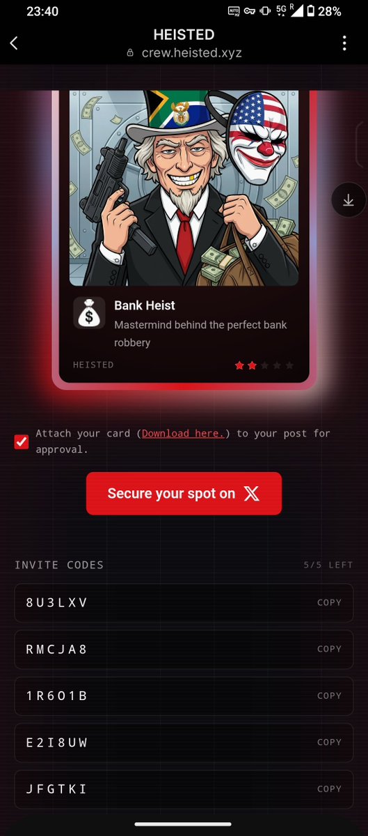 HORN458's tweet photo. @Heistedxyz Some codes for my fellow criminals https://t.co/tvdPeiRU08