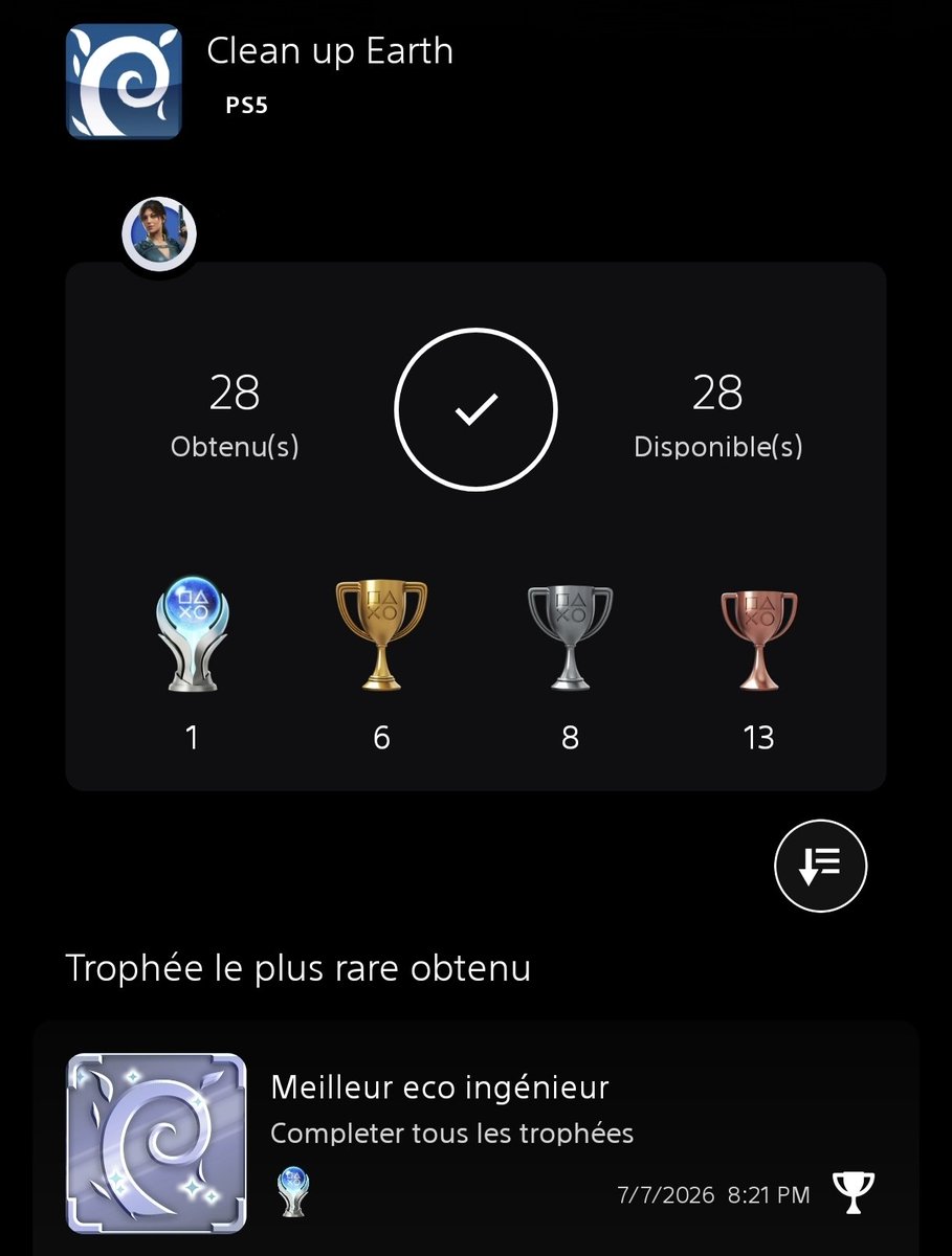 L0ulicious's tweet photo. Platine N°37 🏆 
(compte psn principal)

🎮 : #CleanUpEarth
🗓️ Obtenu le : 07/07/2026
⚖️ Difficulté : 2/10
⭐ Note du jeu : 6/10 

@PlatineTrophy @Kmkz_666
@MumblePs4 @PlatineHunter
@CUE_game @MagicPockets https://t.co/aSy3KlYGvC