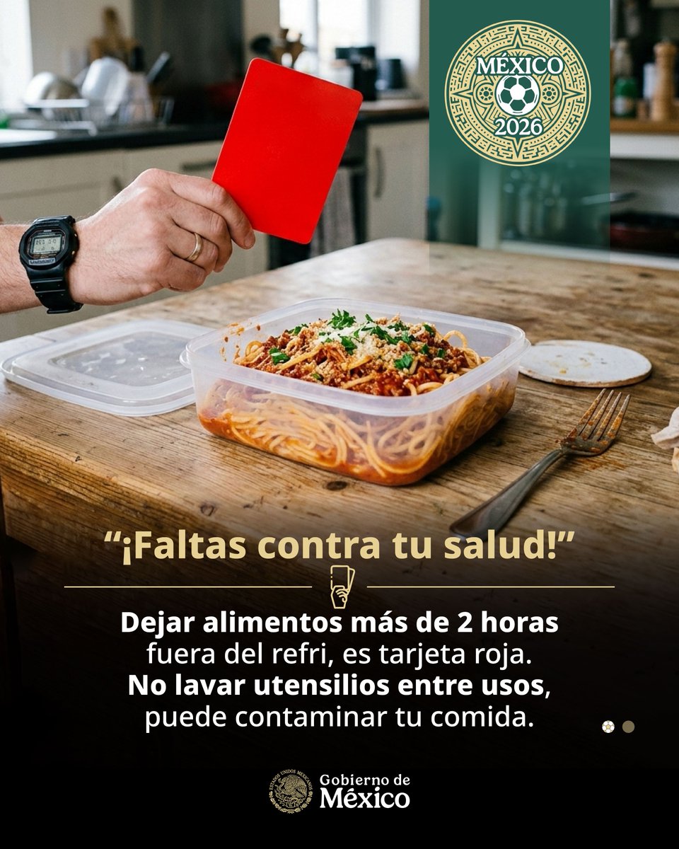 SaludGobPue's tweet photo. Dejar alimentos más de 2 horas fuera del refri es tarjeta roja. El @Gob_Puebla te recuerda que no lavar utensilios entre usos puede contaminar tu comida. Sigue las reglas de #COFEPRIS y asegura que tu #Salud mantenga el juego limpio en la mesa. 🧼

#PorAmorAPuebla https://t.co/snXtdCbm4d