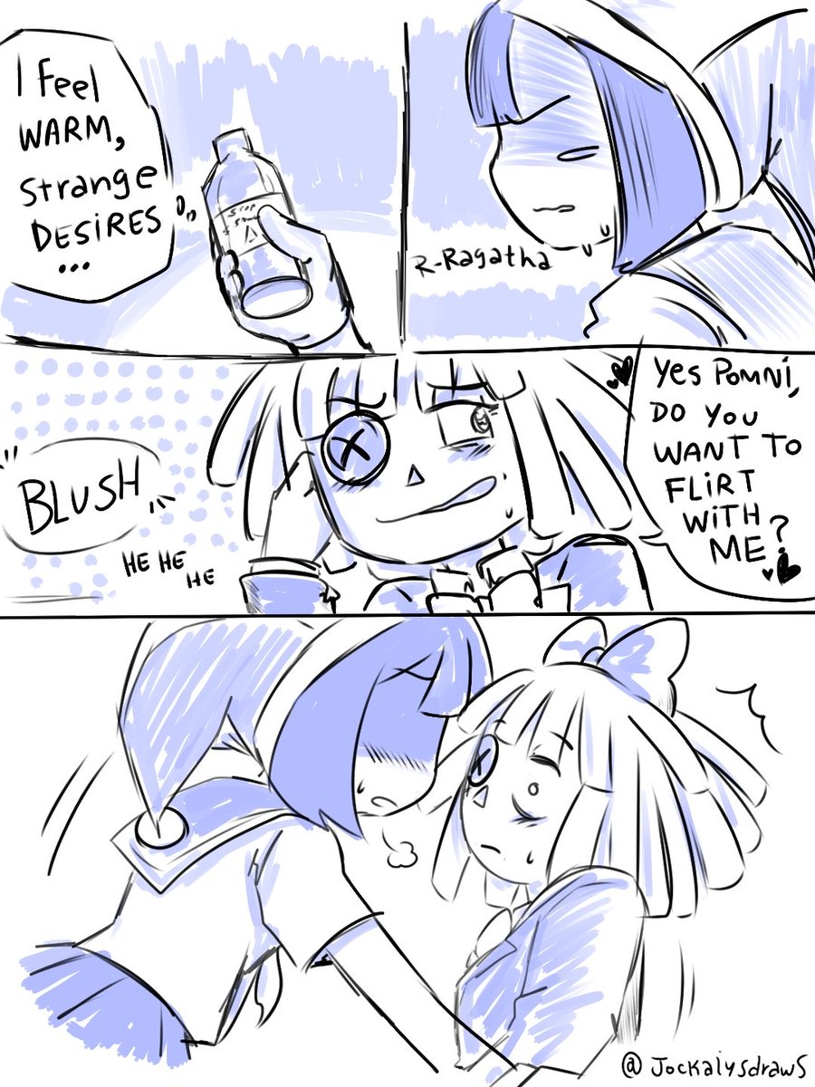 jockalysdraws's tweet photo. Stupid sauce Technically a love potion! LUST... #tadc #theamazingdigitalcircus #ragatha #pomni #ragapom #jeaterdoll #funnydoll #tadcship #tadcragatha #tadcpomni #comic #fanart #kiss #stupidsauce #lust https://t.co/2E3nulVrL6