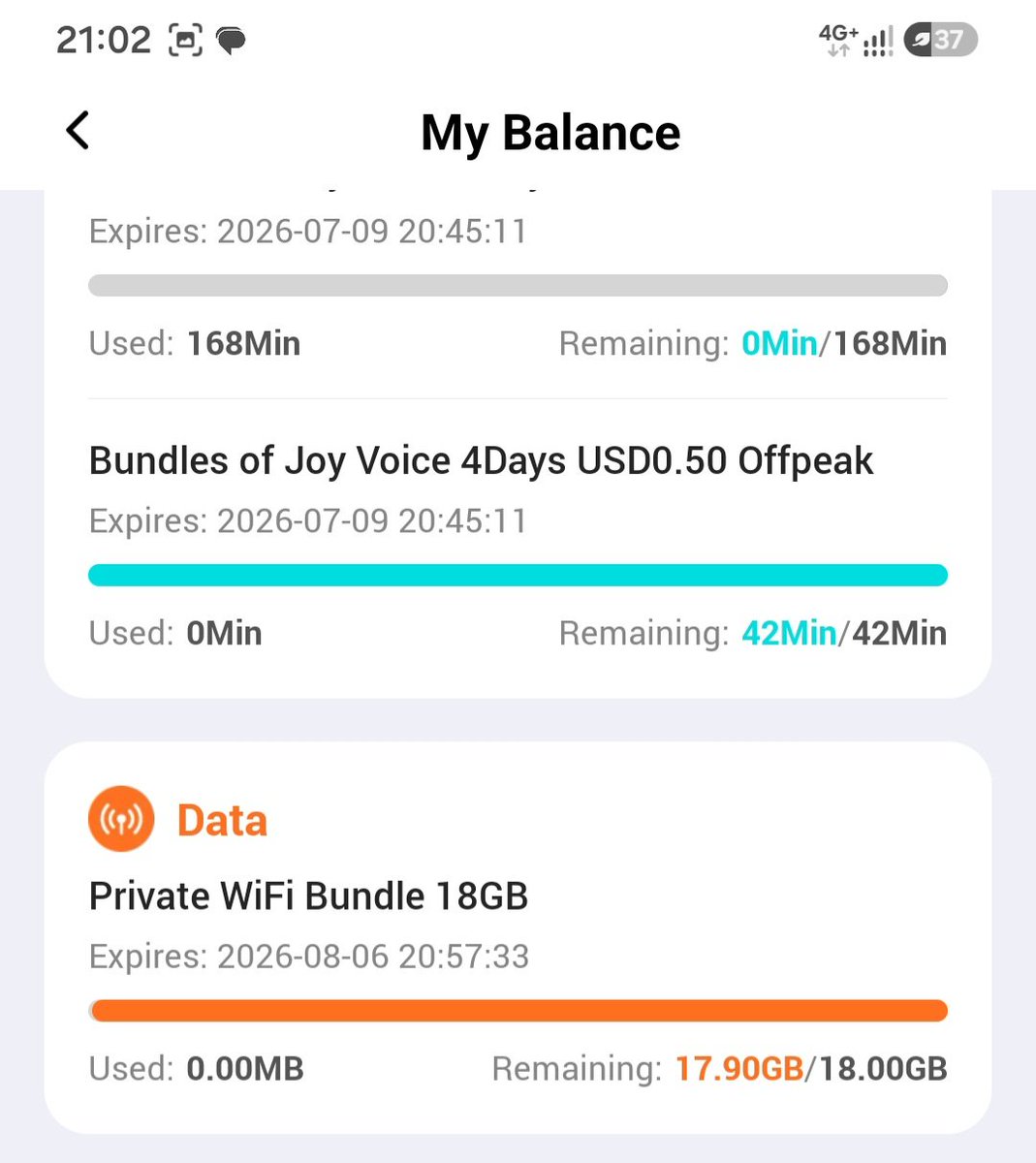 SamuelMakoholi's tweet photo. Dear @econet_support , your app shows 0.00MB used on my newly purchased 18GB Private WiFi Bundle, yet the remaining balance is 17.90GB instead of 18GB. This is a clear discrepancy. Kindly investigate and explain where the missing 0.10GB went. https://t.co/yybpdAg12o