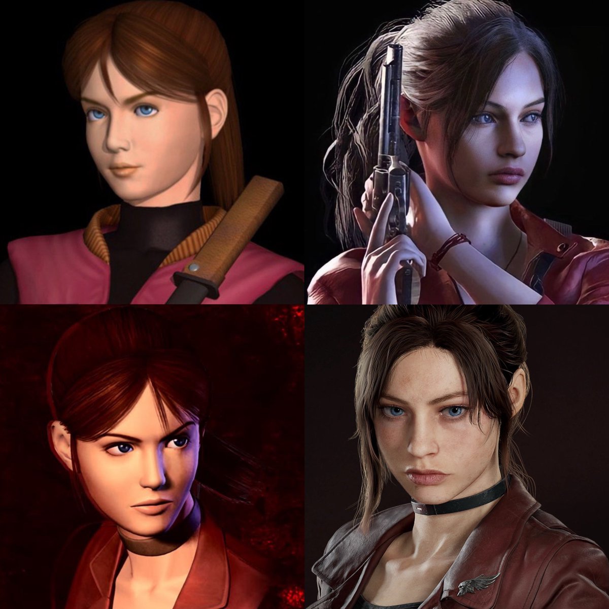 paradoomed's tweet photo. claire redfield — originals vs remakes ໒꒱ https://t.co/5JHSM7RGJe