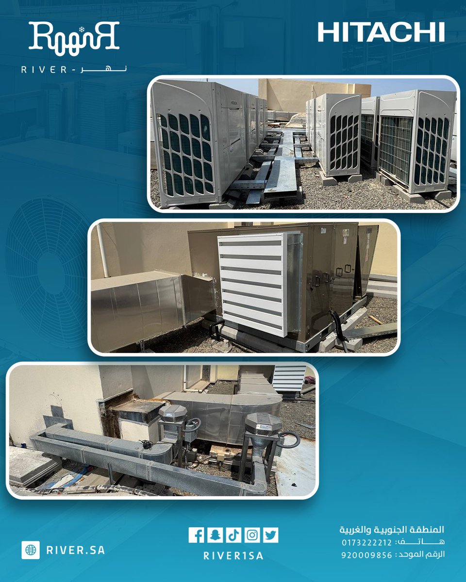River1Sa's tweet photo. نفذت نهر منظومة تكييف وتهوية متكاملة للمشروع، شملت:

✔️ نظام VRF من HITACHI بوحدات داخلية Concealed.
✔️ نظام YORK 100% Fresh Air لتوفير هواء نقي.
✔️ Exhaust Fans وفق متطلبات التهوية.

حلول هندسية تحقق الراحة، وجودة الهواء، وكفاءة التشغيل

#نهر #HVAC #VRF #YORK https://t.co/BSNOT3qWO4