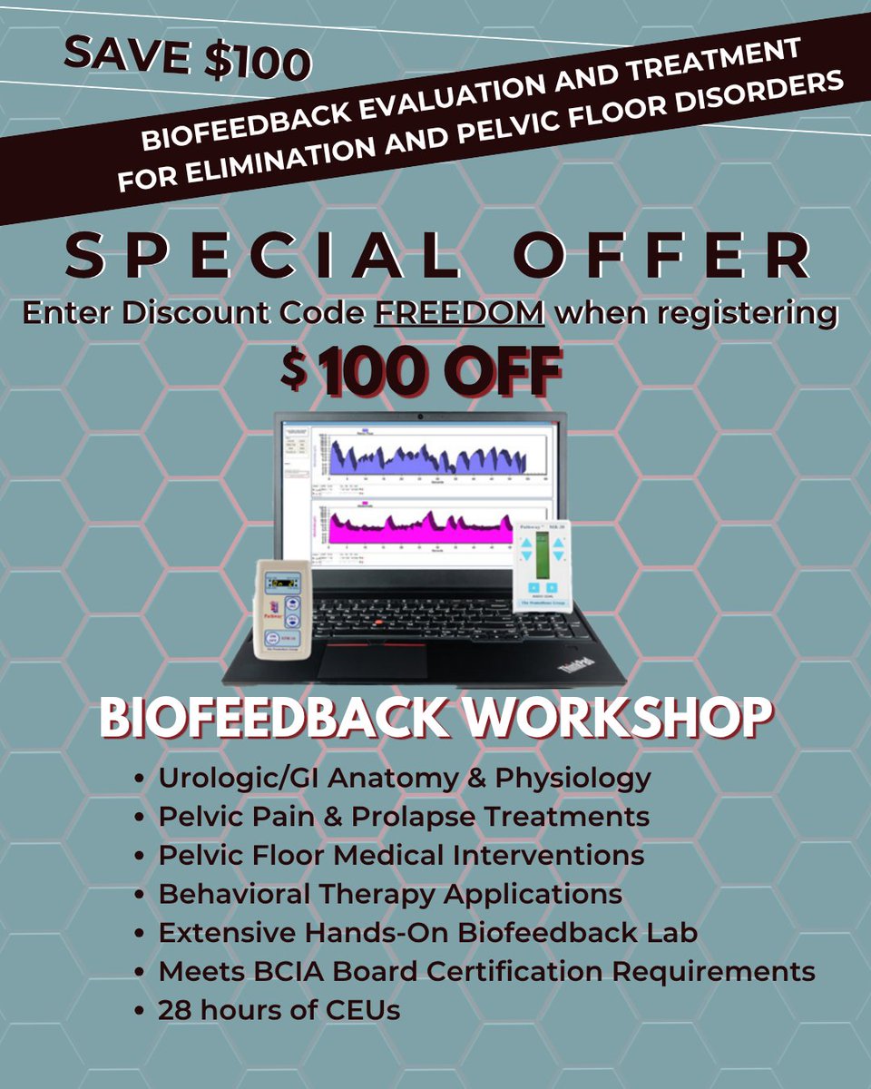 CurrentMedTech's tweet photo. Save $100 on this Biofeedback Workshop!
https://t.co/qryxV403Pe
#PelvicFloorHealth #CMTMedical #OT #AOTA #APTA
#physicaltherapist #PT #PTeducation #physicaltherapyclinic
#physicaltherapyschool #physicaltherapyclasses https://t.co/EacTamALr5