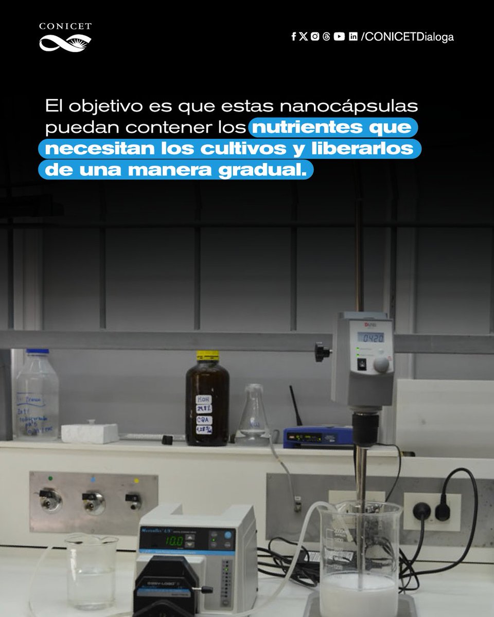 CONICETDialoga's tweet photo. ➡️El proyecto ya cuenta con varios convenios I+D con empresas del sector agrícola y avanza hacia la producción a gran escala con ensayos prometedores en cultivos de trigo y maíz. https://t.co/WC5RpY2Kng