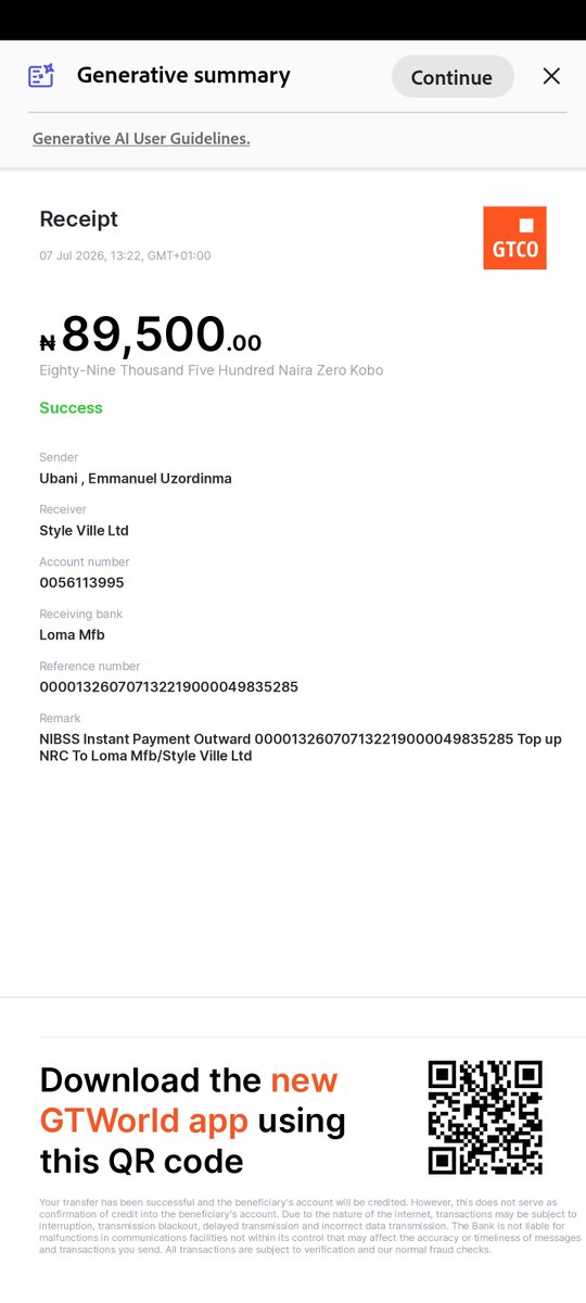 UbaniNonachi's tweet photo. @LamineYamalll10 @gtbank_help please this money was sent unknowingly to this account. Can it be retrieved ? https://t.co/zlicKnNqTU
