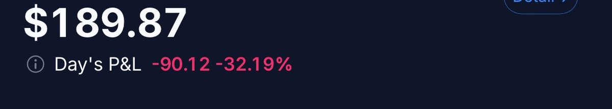 redpilldamus's tweet photo. Day 2 of the $200 challenge absolutely annihilated… I didn’t feel comfortable trading, but tried to catch Tesla on a dip and caught the knife straight through my hand. Currently below the $200 starting. https://t.co/j3QyGLIHz7