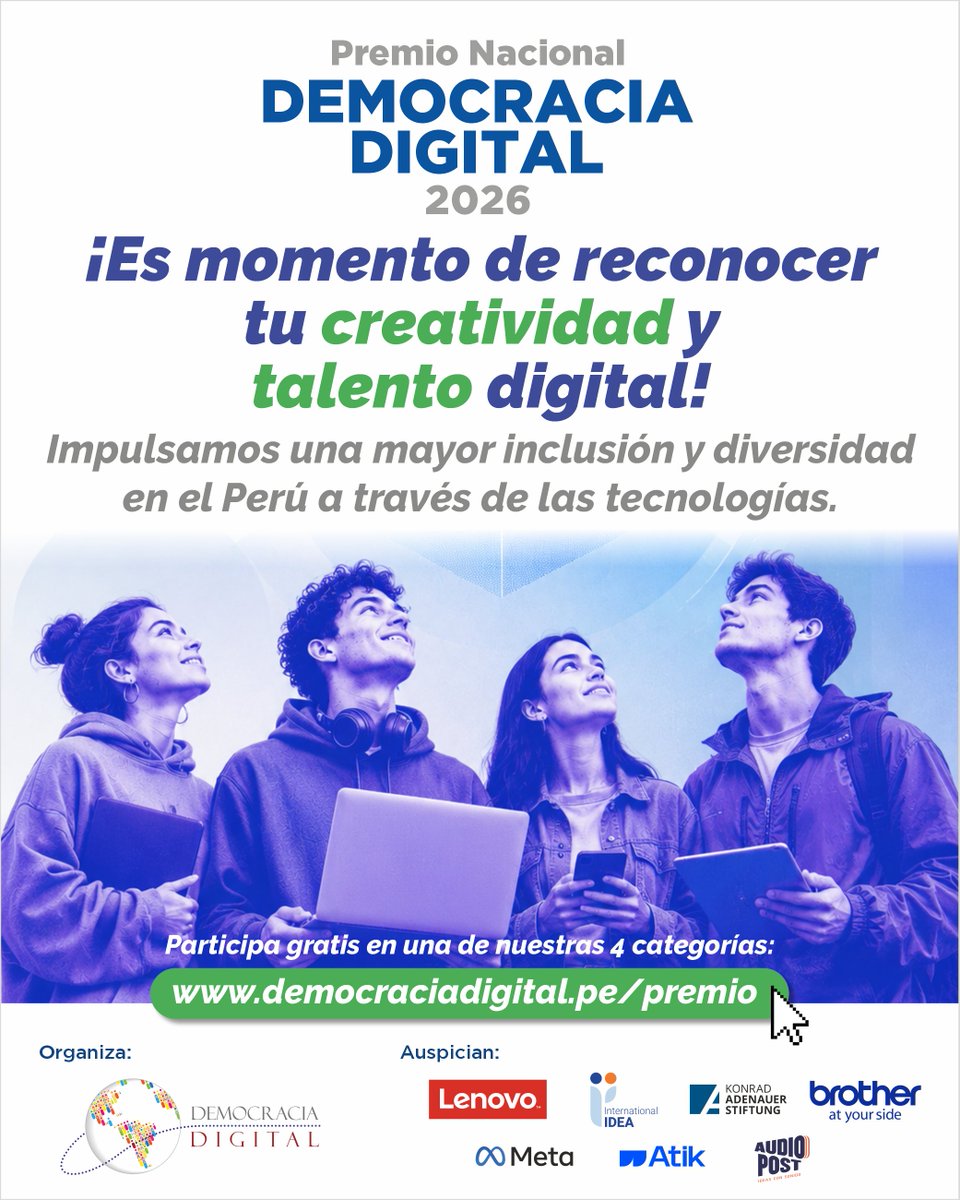 ddintorg's tweet photo. 📢PERÚ🇵🇪
El Premio Nacional Democracia Digital a través de sus 4 categorías impulsa el uso acertado de la tecnología en soluciones para la ciudadanía, sociedad civil, entidades públicas y empresas.
💡¿Y tú en qué categoría te registrarás?
🌐Postula gratis: https://t.co/6giPoDgHL5 https://t.co/liHDkQ6i69
