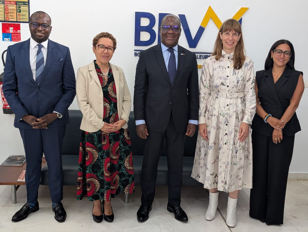 BRVM_UEMOA's tweet photo. Le Directeur Général de la #BRVM, Dr Edoh Kossi AMENOUNVE a reçu, ce mardi 7 juillet 2026, au siège de l’institution à Abidjan, Dr Heike HARMGART, Directrice Générale Afrique de la Banque Européenne pour la Reconstruction et le Développement (BERD). https://t.co/gHK9YYgIXA