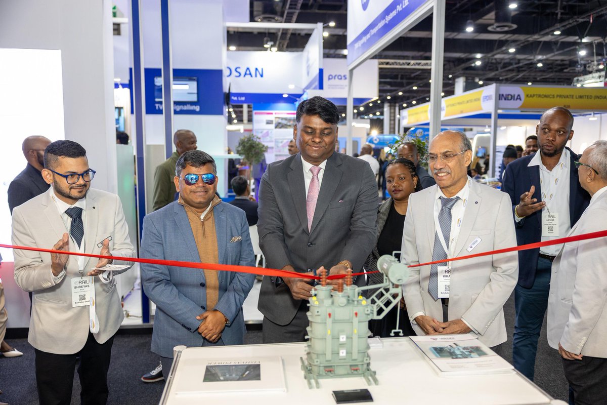 indiainjoburg's tweet photo. CG Shri S. Koventhan inaugurated M/s Vishwas Power’s stall at AfricaRail Exhibition 2026 in Sandton today.

CG &amp; Consul (Commerce) Shri Harish Kumar also visited RITES &amp; EEPC India pavilions.  
Showcasing India’s strength in railways, power &amp; infrastructure. #IndiaSouthAfrica# https://t.co/ffJOMGar2A