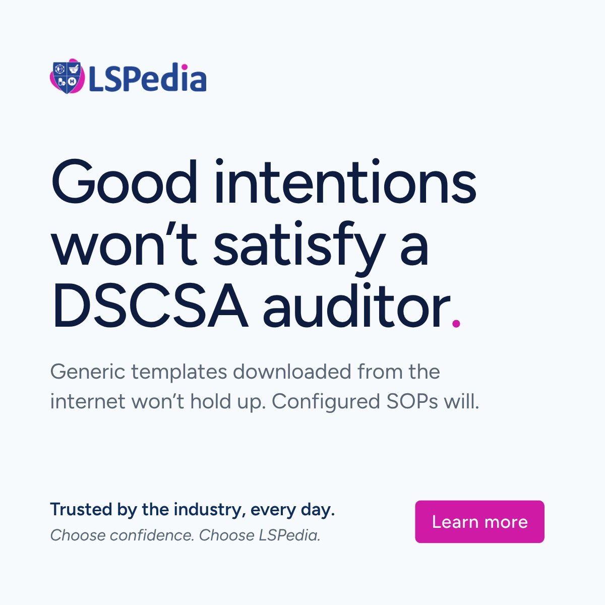LSPedia's tweet photo. Your wholesaler isn't managing your DSCSA compliance. You are.
When a regulator walks in, good intentions won't cut it. Pharmacy Pro Gold builds SOPs around how your pharmacy actually operates — not a generic template.
https://t.co/6KHLqRket1 https://t.co/iCn62i92g1