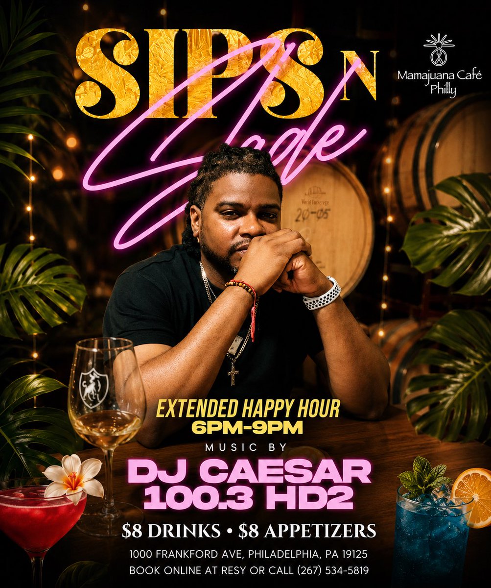DJ_CAESAR's tweet photo. Wednesdays has become one of my favorite days of the week as I get to play a variety of music at @mamajuanacafephilly for 3 straight hours I play EVERYTHING. I can go from English to Spanish to Haitian etc. I truly enjoy showcasing my variety in music. Pull up tomorrow 🥂 https://t.co/X7GlVatzQl