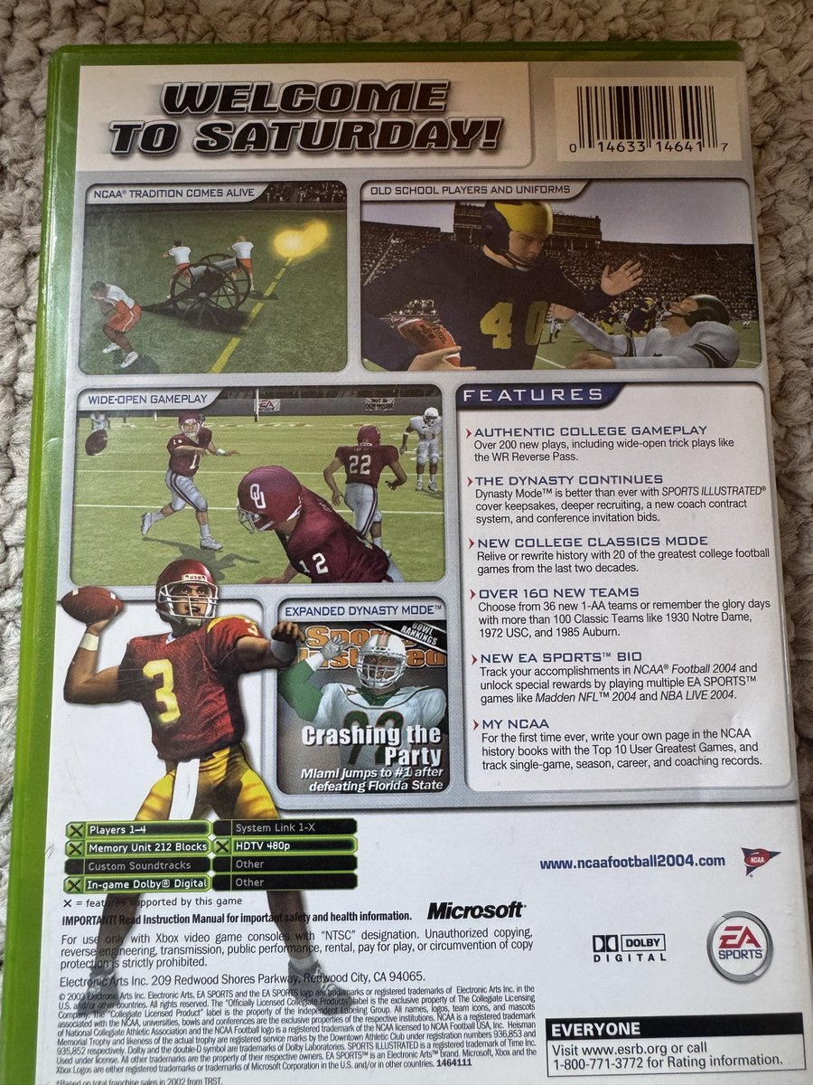BallsackSports's tweet photo. I asked an EA exec to recreate this and they hung up the phone.

They will NEVER know the feeling of heading into GameStop on a Friday evening and getting a full feature college football game in those bins for cheaper than a McChicken. And then waking up the next morning and re-living Stanford vs Cal, or Doug Flutie’s Hail Mary all before noon kickoff. 

They will never know the feeling of being up at 3am playing H-O-R-S-E, tug of war, mascot mode, bowling with your cousins in NCAA 09, and shielding your controller so your cousin doesn’t slap it out of your hands on a potential game winning touchdown. Or that side flip the mascots do instead of a juke.

They will never know the “brand new” mascot mode that was brand new 17 years ago.

They will never know throwing out your 06 case because you’re an Ohio State fan who hates Desmond Howard. 

Or giving your NCAA 13 copy away to your cousin’s friend in Indiana who is on year 2047 of dynasty and his disc just broke, and they haven’t made the game in 7 years.

These games were built on shear passion and the love of college football. And we’ve seen that current games are too. BUT whoever is pulling the strings behind these micro-transactions is ruining these games for all of us. 

They are OUTSIDE their minds if they think I am buying this game just to spend $300 extra to have a FRACTION of the features I grew up on.

#CFBPlayDontPay