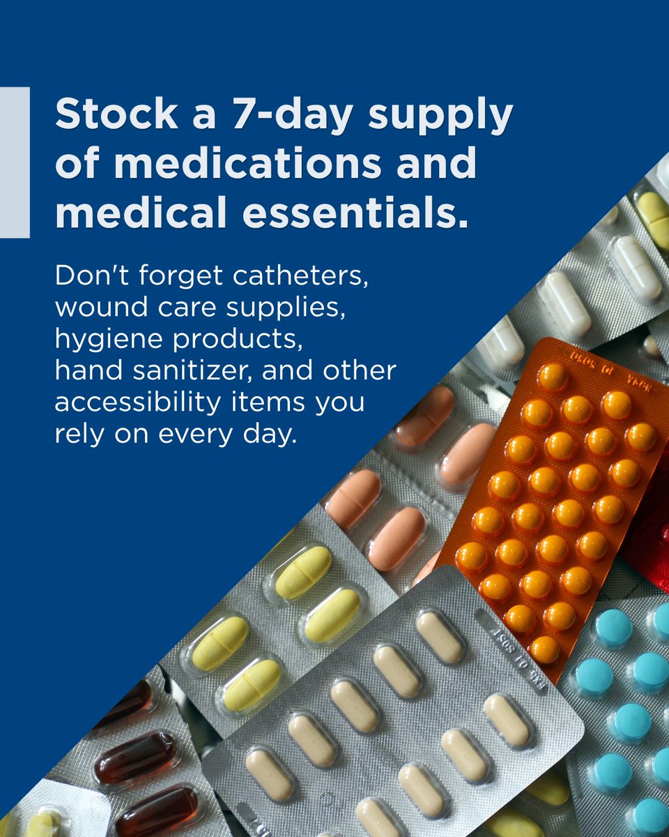SCI_MS's tweet photo. Emergencies can happen at any time. If you have a spinal cord injury, being prepared means planning for your unique needs. Our factsheet covers medications, medical supplies, emergency kits, and more. Download it here: https://t.co/fUPkzmVOW6

#SCI #EmergencyPreparedness https://t.co/1Z0PlNtlwZ
