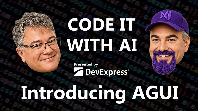 carlfranklin's tweet photo. It's Code it With AI https://t.co/cGaPPVSNNu episode 36 with @csharpfritz and myself premiering Wednesday, July 8 at 2PM ET. Presented by @DevExpress https://t.co/i3c9qKKpfU