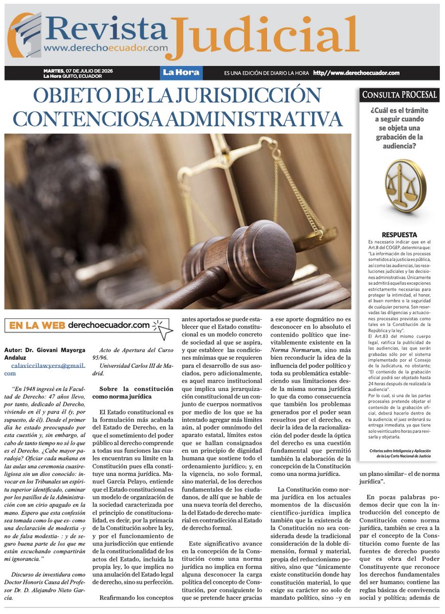 derechoecuador's tweet photo. ¿Cuál es el verdadero objeto de la jurisdicción contencioso-administrativa?

Conoce cómo este mecanismo garantiza el control de la actuación de la Administración Pública y la protección de los derechos de los ciudadanos.

📖 Lee el artículo completo:
https://t.co/WxOUDPsNqM https://t.co/pbH0b9p4Ae