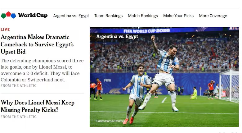 EmilianoCanal's tweet photo. La remontada argentina en la portada del New York Times. https://t.co/w4Q4H0jvOk